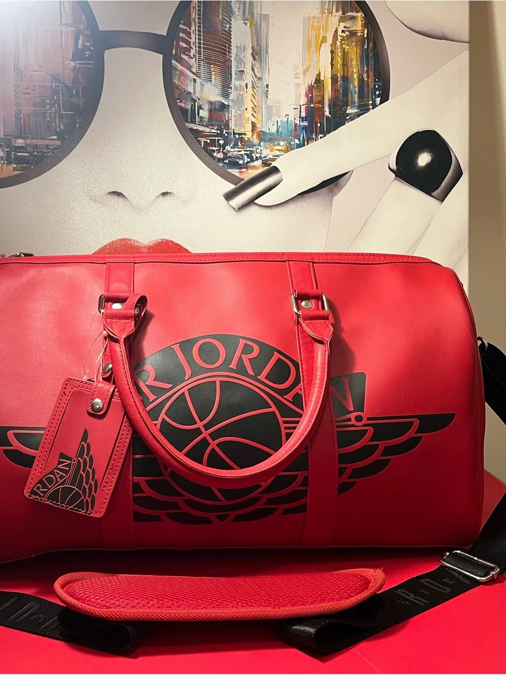 Jordan Red and Black Duffel Bag with Winged Logo Limited Edition